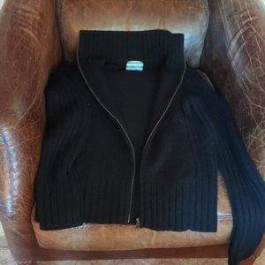 Liz Lange Black Zippered Thick Cable Knit Sweater